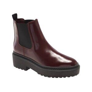 BP Women's Burgundy Slip-On Platform Patent‎ Chelsea Boots With Lug Sole Size 6M